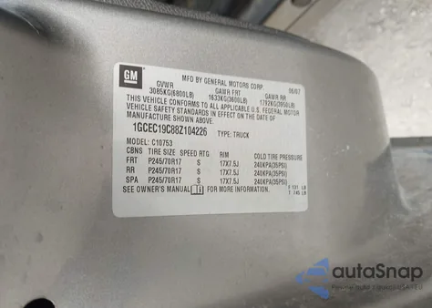 2008 Chevrolet Silverado 1500 Lt1 z USA, uszkodzony, nr VIN 1GCEC19C88Z104226